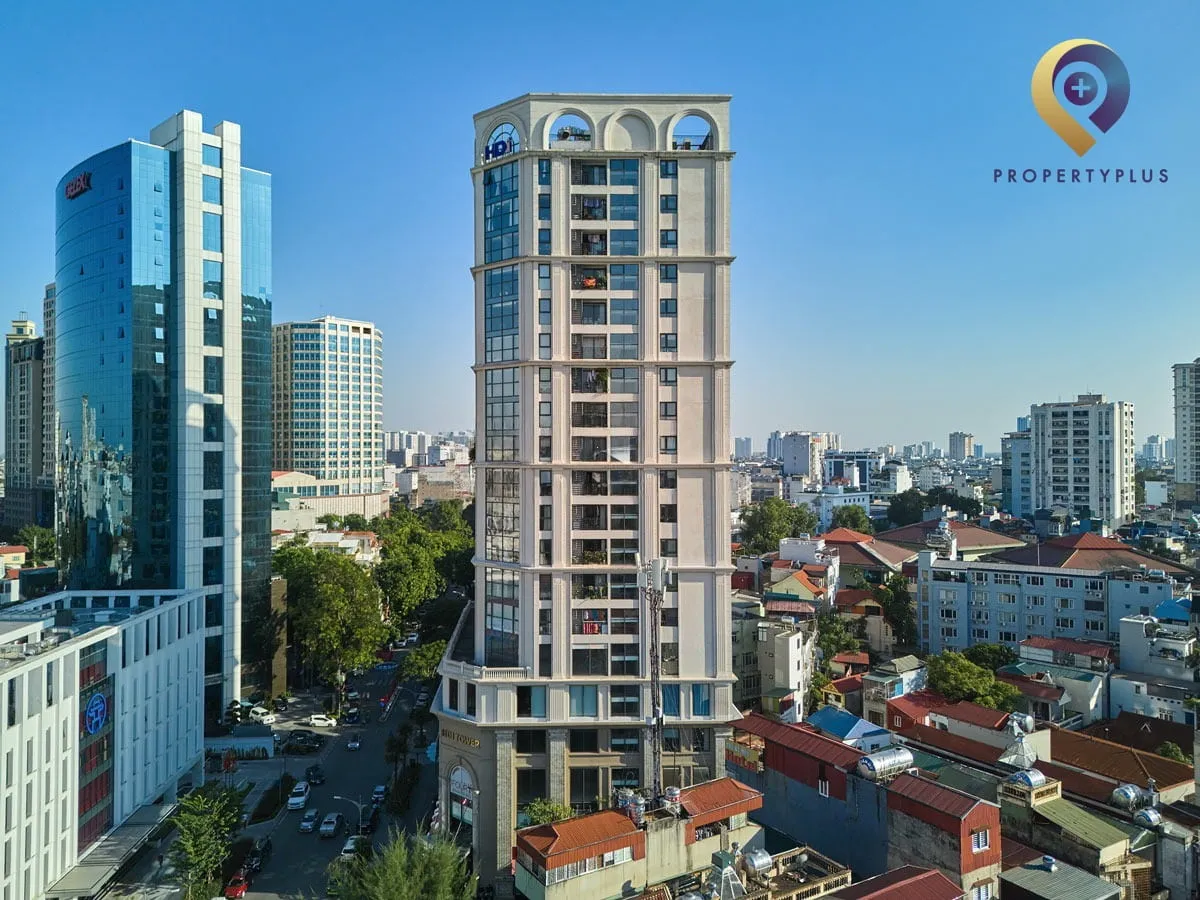 Tòa nhà HDI Tower nhìn từ trên cao với không gian xung quanh.